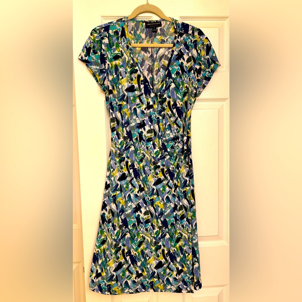 Connected Apparel Faux Wrap Dress